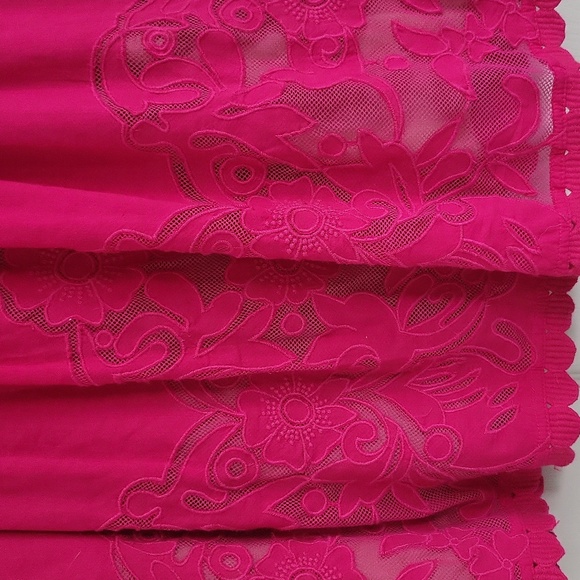 Moulinette Soeurs 'Rhododendron' Hot Pink A-line Cotton Lace Sundress, Size 6 - Picture 5 of 7